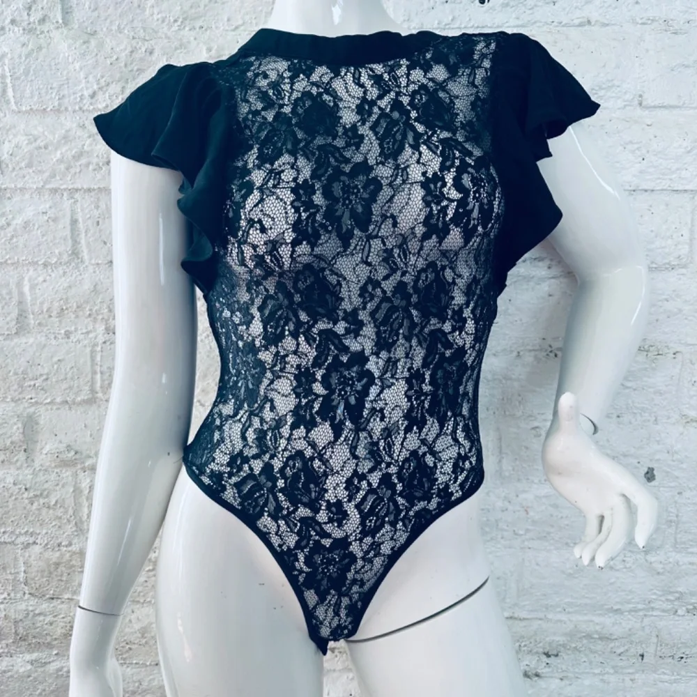 windsor lace bodysuits sequins blouse black size S - Picture 2 of 10